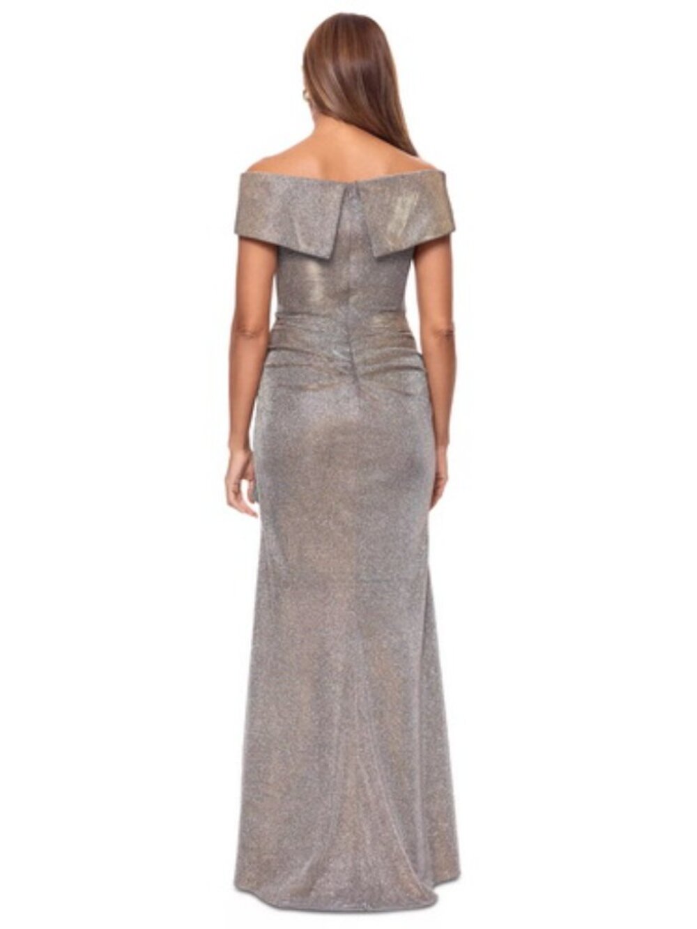 Xscape Sand Metallic Sparkle Off the Shoulder Gown - Picture 3 of 4